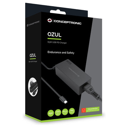CONCEPTRONIC Ladegerät 1Port GaN USB-C 65WPD3.0/PPS sw
