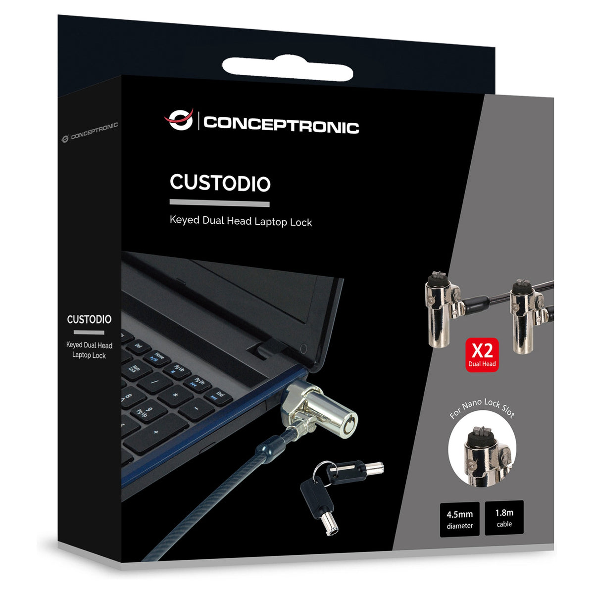 NBT Notebook Zahlenschloss Nano-Lock Dual 1.80m