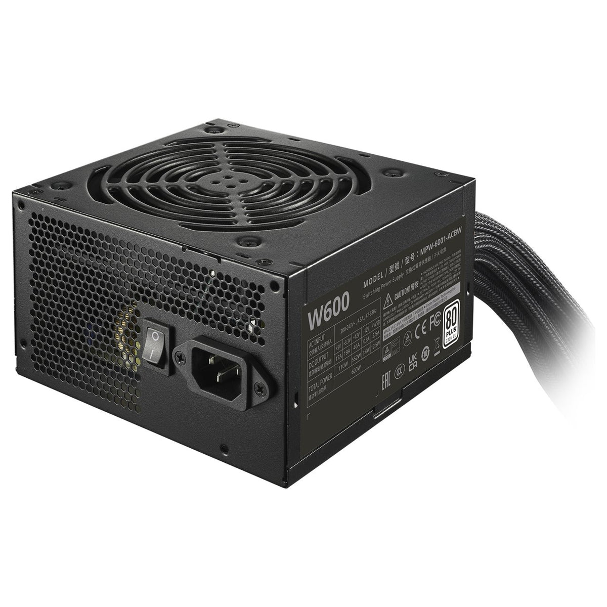 600W Cooler Master Power Supply Elite NEX W600 230V A EU Black Cable