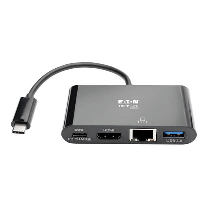 Eaton Tripp Lite Series USB-C Multiport Adapter - 4K HDMI, USB-A Port, GbE, 60W PD Charging, HDCP, Schwarz