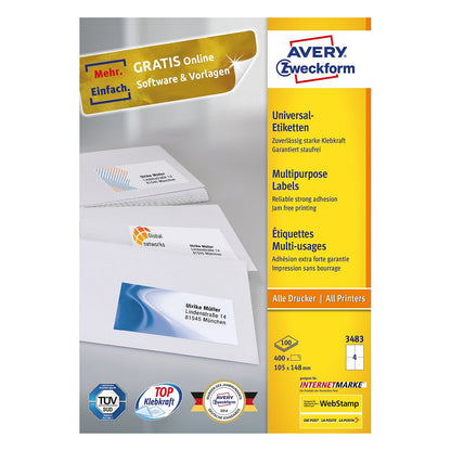 AVERY Zweckform Etiketten 3483 105,0 x 148,0 mm weiß - 400 Stück