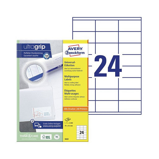 AVERY Zweckform Etiketten 3422 weiß 70,0 x 35,0 mm