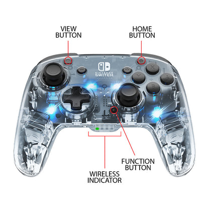 PDP Nintendo Switch Controller Wireless durchsichtig