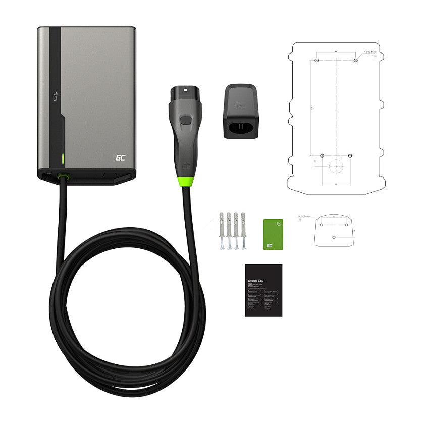 Greencell HabuDen Wallbox 22kW 32A 5m NFC Ladekabel Typ 2