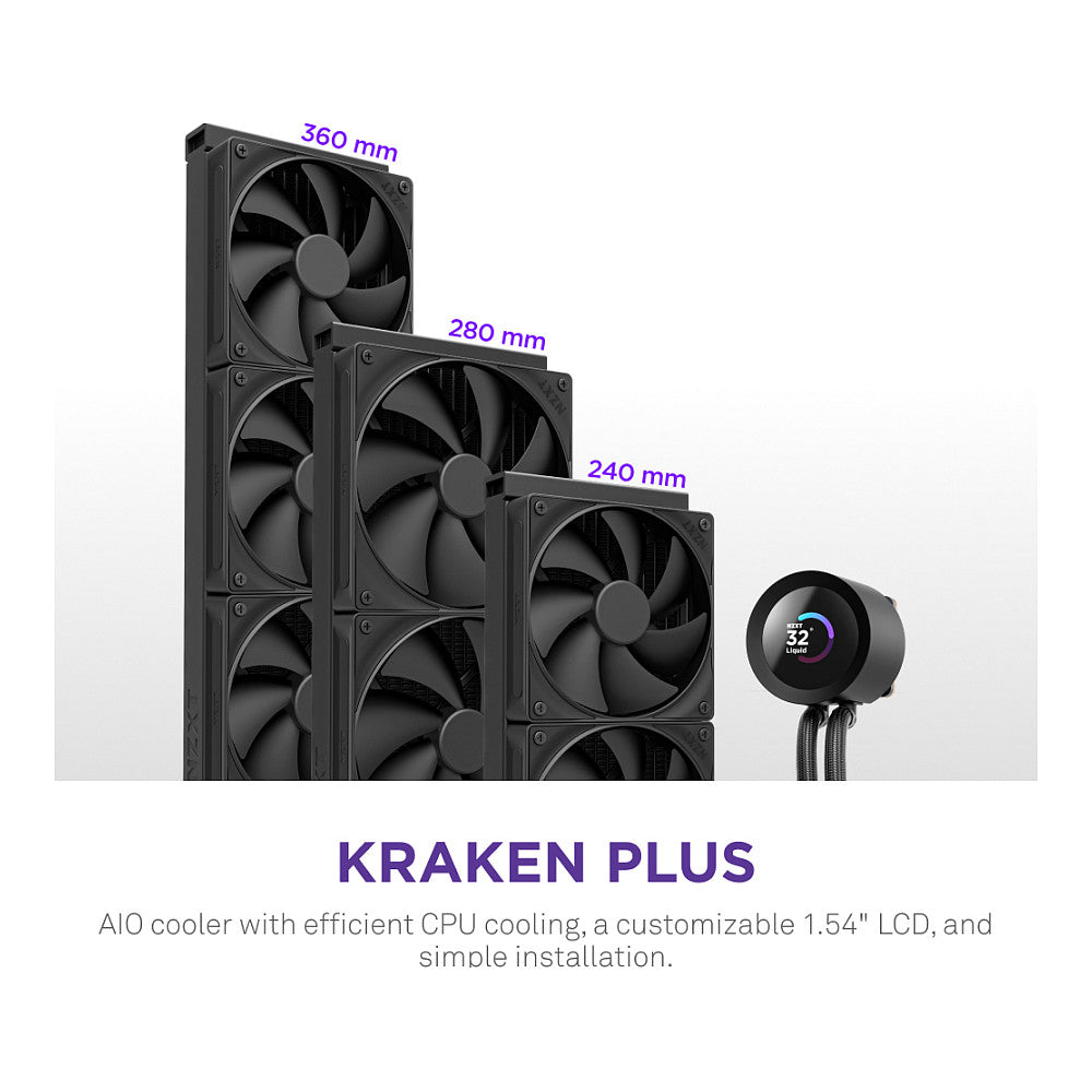 K NZXT KRAKEN Plus V2 360 Display WaKü Black RL-KN360-B2