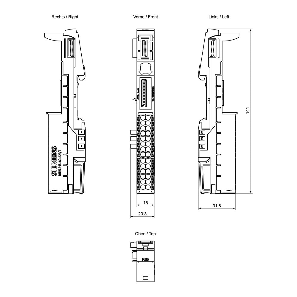 SIEM SIMATIC ET 200SP 6ES7193-6BP40-0BA1 BASEUNIT BU15-P16+A0+12B/T