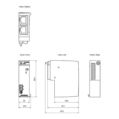Siemens 6ES71936AR000AA0 Busadapter BA 2xRJ45 2 RJ45 Buchsen f.PROFINET ET200SP
