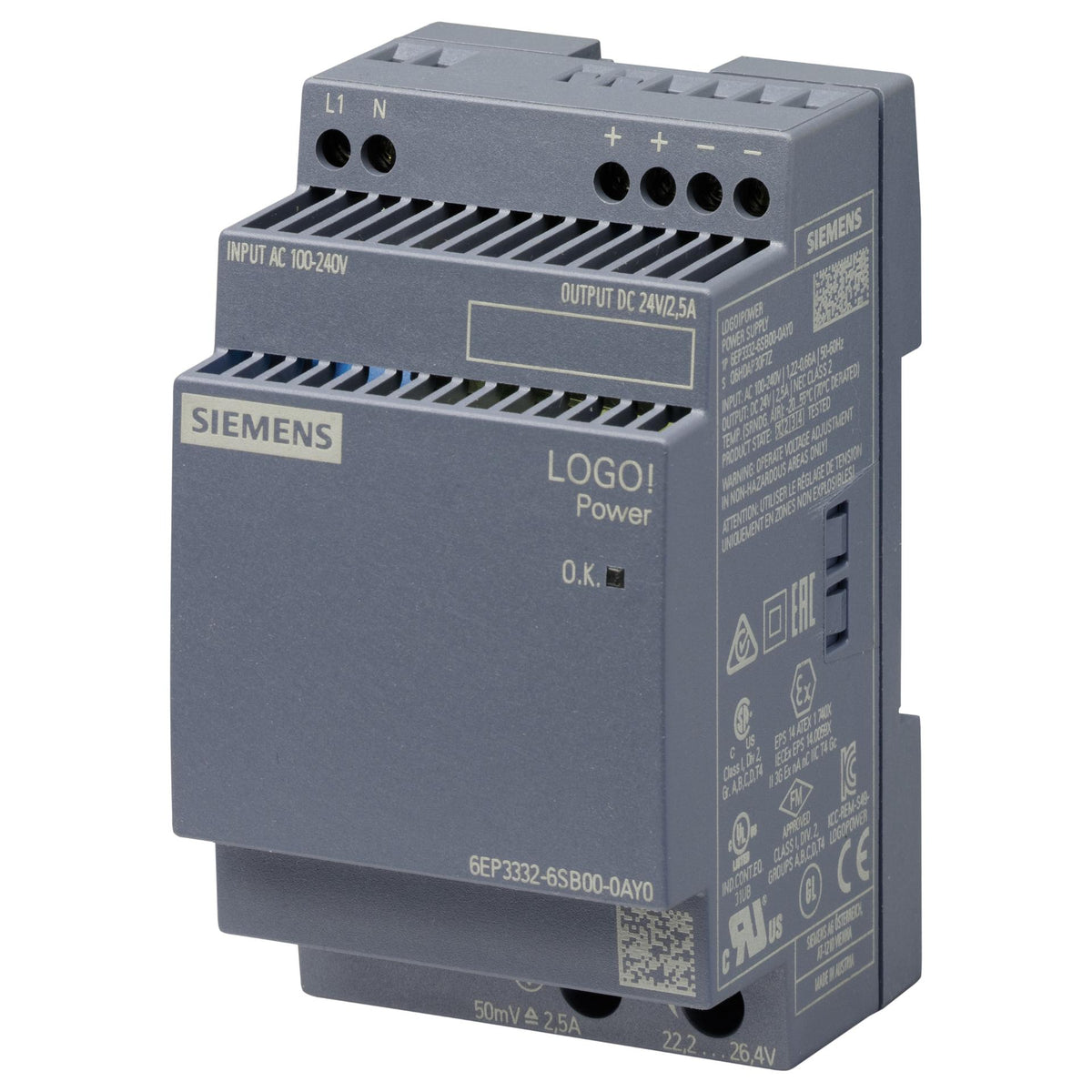 Siemens 6EP33326SB000AY0 LOGO!POWER 24V 2,5A Geregelte Stromversorgung