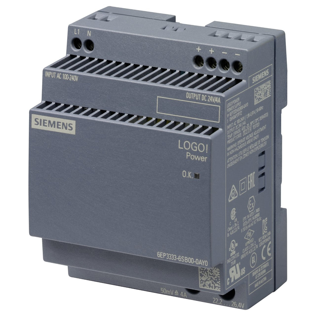Siemens 6EP33336SB000AY0 LOGO!POWER 24V 4A Geregelte Stromversorgung