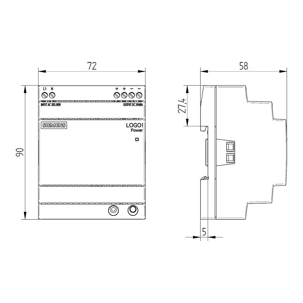 Siemens 6EP33336SB000AY0 LOGO!POWER 24V 4A Geregelte Stromversorgung