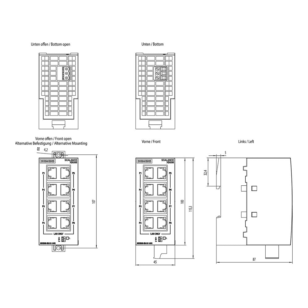 Siemens SCALANCE 6GK5008-0BA10-1AB2 XB008 unmanag.Industrial Ethernet Switch