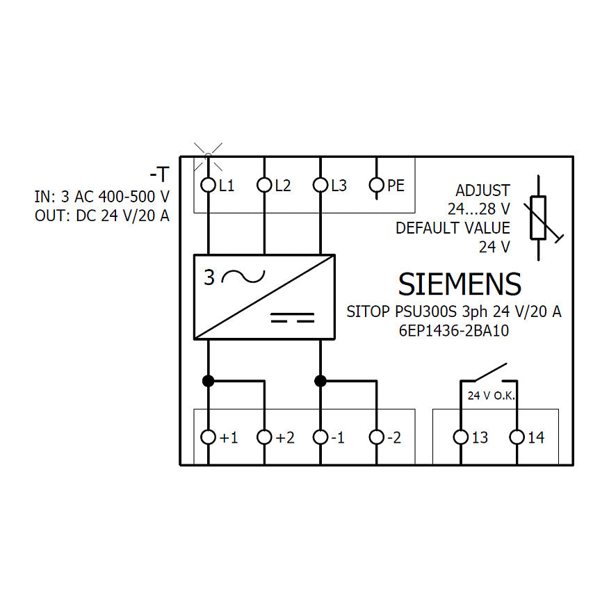 Siemens 6EP14362BA10 SITOP PSU300S 20A geregelte Stromvers. Eing. 3p 400-500VAC