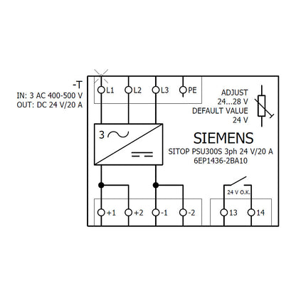Siemens 6EP14362BA10 SITOP PSU300S 20A geregelte Stromvers. Eing. 3p 400-500VAC