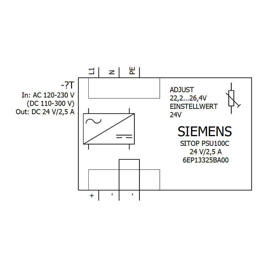 Siemens 6EP13325BA00 SITOP PSU100C 24V 2,5A gerege. Stromvers. Eing. 120-230VAC