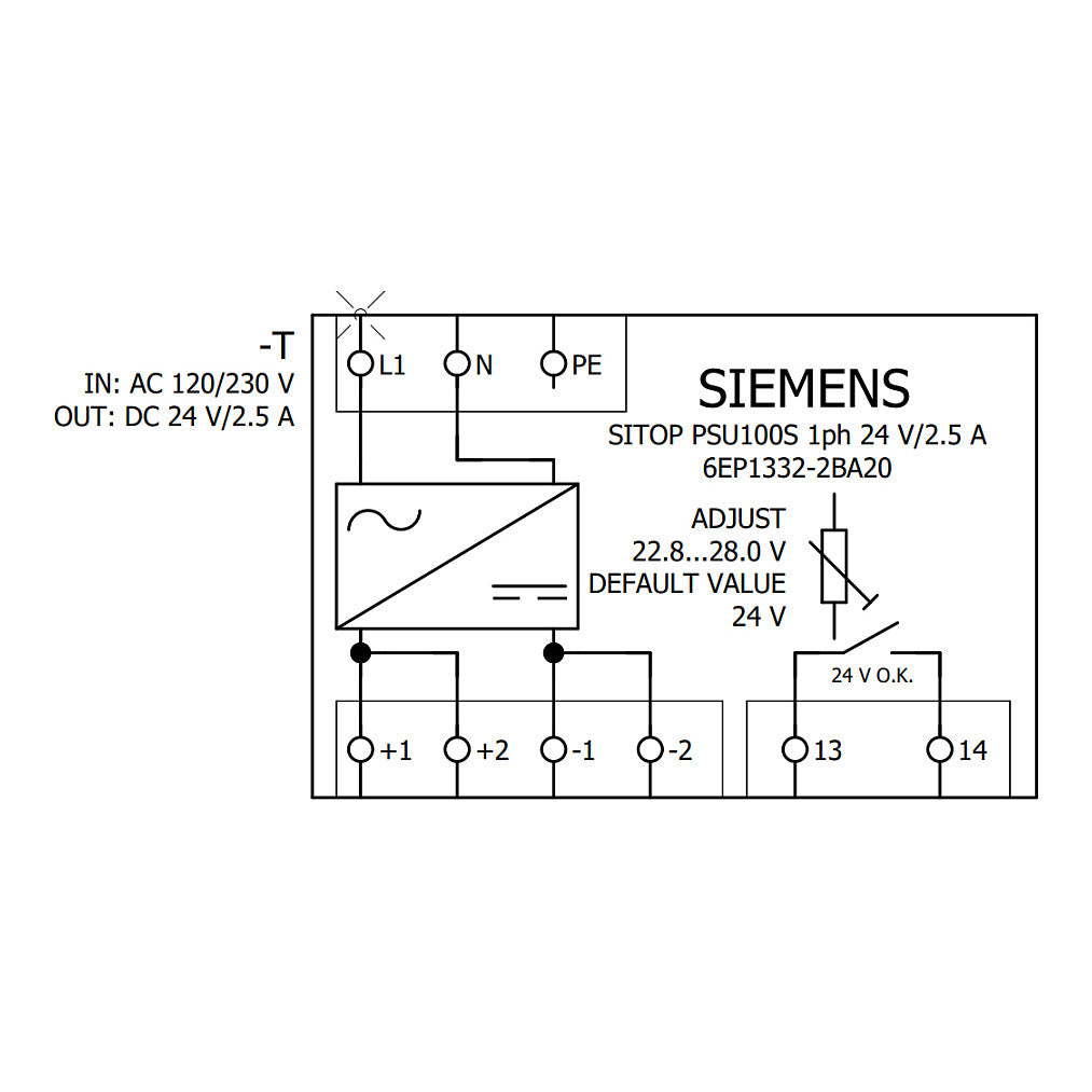 Siemens 6EP13322BA20 SITOP PSU100S 24V 2,5A gerege. Stromvers. Eing. 120/230VAC