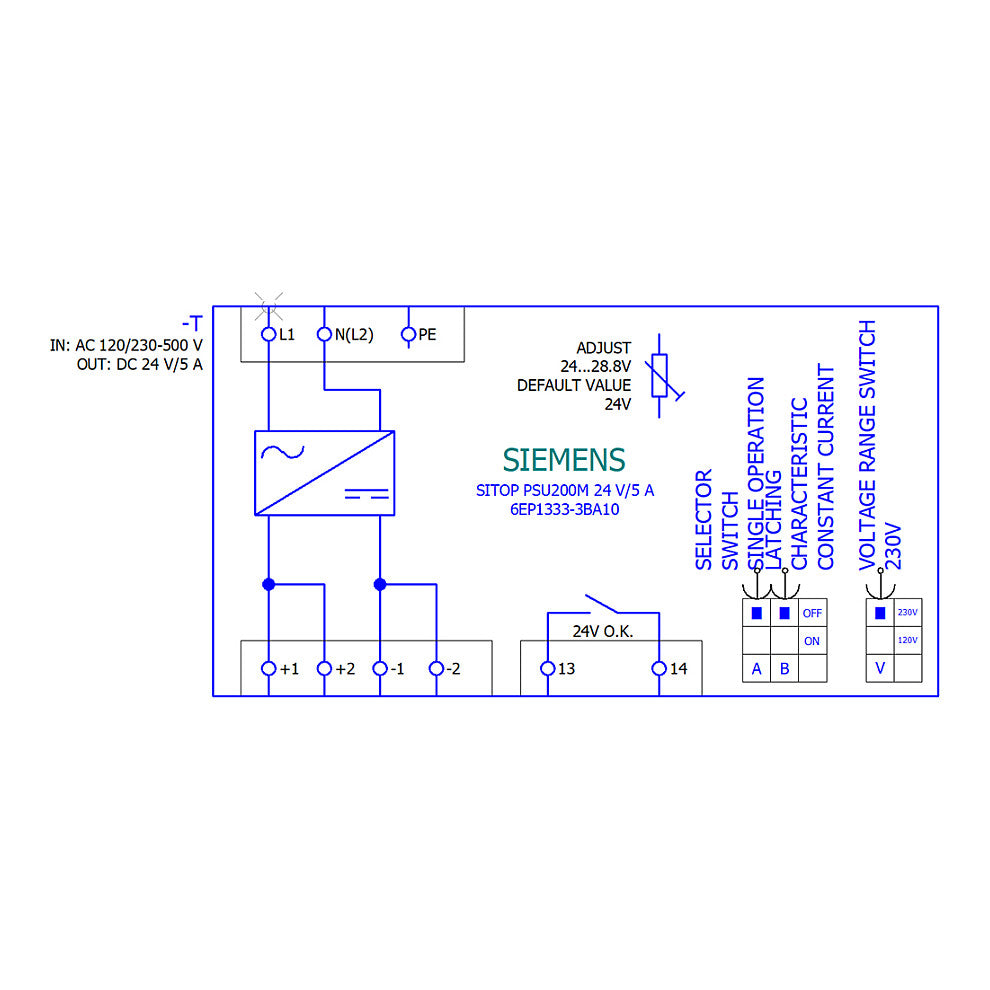 Siemens 6EP13333BA10 SITOP PSU200M 5A geregelte Stromversorgung