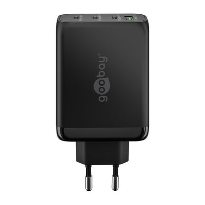 Goobay USB-C PD Multiport-Schnellladegert 100 Watt (schwarz, 1x USB-A QC, 3x USB-C PD, GaN-Technologie)
