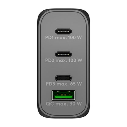 Goobay USB-C PD Multiport-Schnellladegert 100 Watt (schwarz, 1x USB-A QC, 3x USB-C PD, GaN-Technologie)