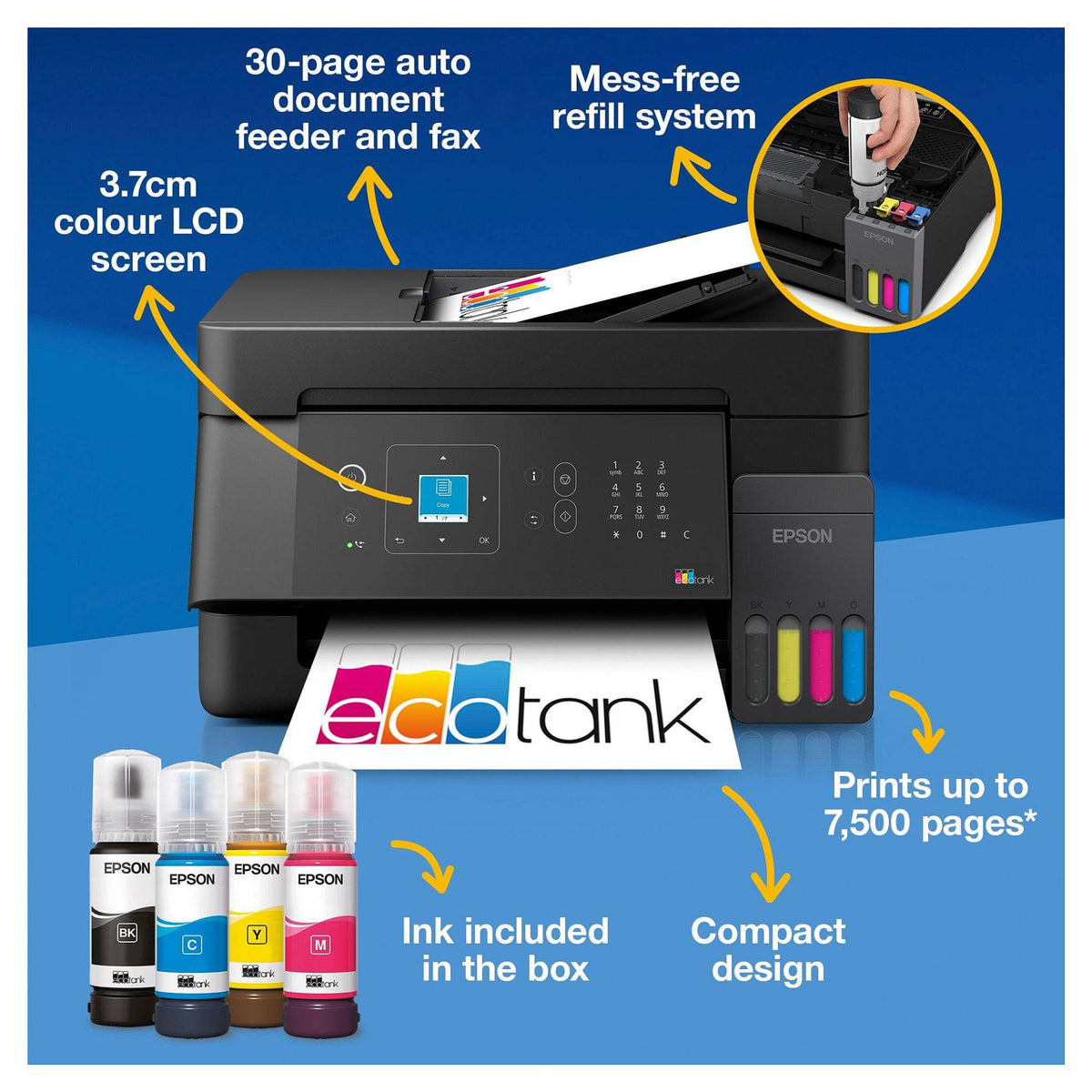EPSON EcoTank ET-4900 Multifunktionsdrucker 4in1 Tintenstrahl Farbe A4 11s/m