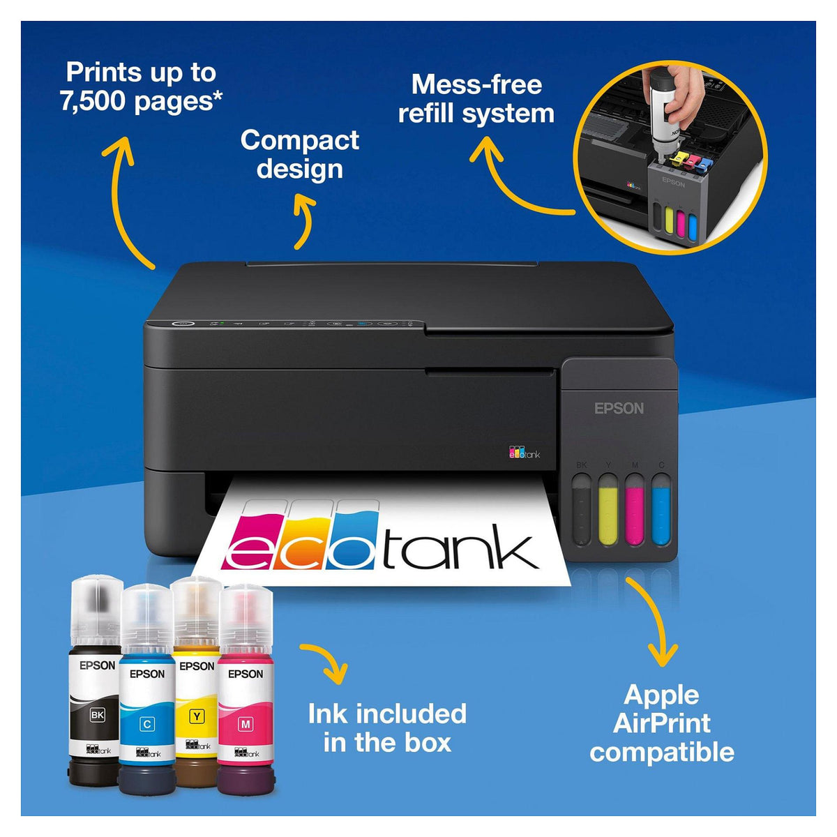 EPSON EcoTank ET-2910 Multifunktionsdrucker 3in1 Tintenstrahl Farbe A4 10s/m