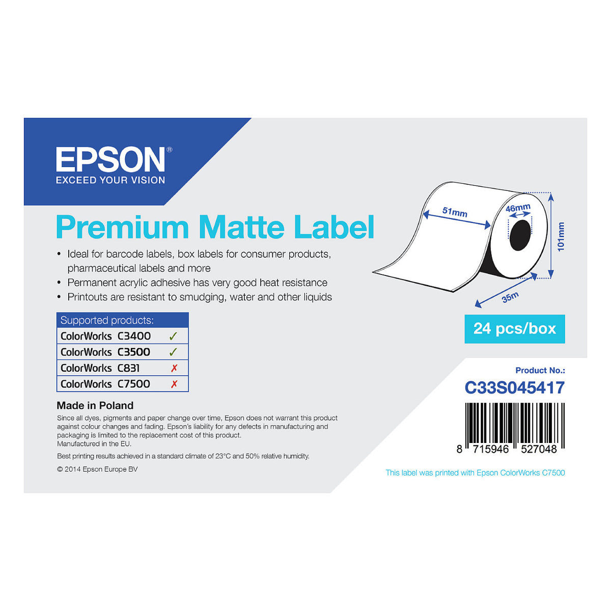 Epson Premium, 51mm x 35m, 163 g/m²