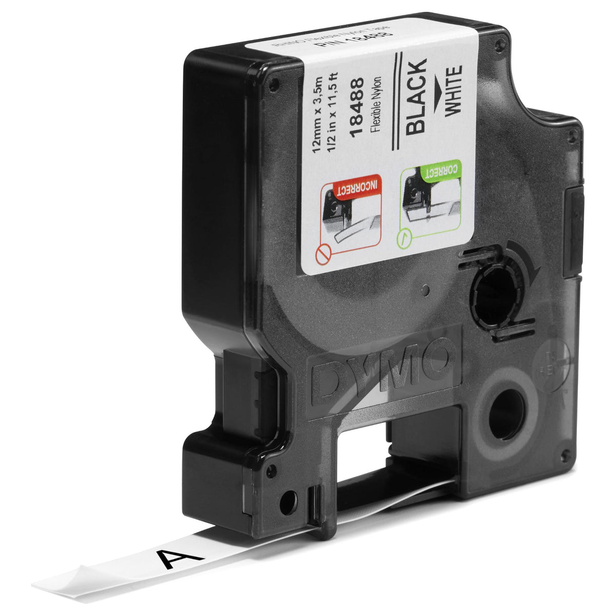 Dymo Rhino Band IND, Nylon 12 mm x 3,5 m schwarz auf wei