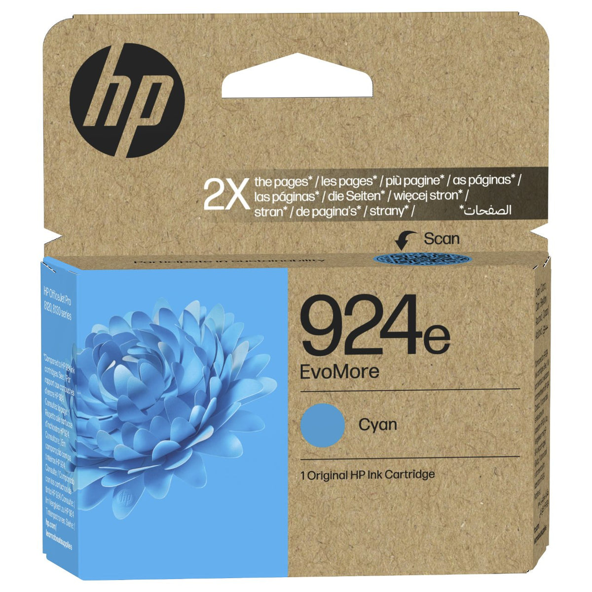 HP 924e EvoMore Cyan Original Ink Cartridge Cyan 800Seiten