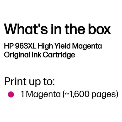 HP 963XL High Yield Magenta Original Ink Cartridge Magenta 23,25ml 1600Seiten