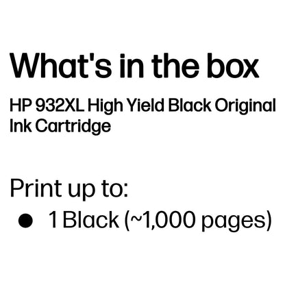HP 932XL High Yield Black Original Ink Cartridge Schwarz 22,5ml 1000Seiten