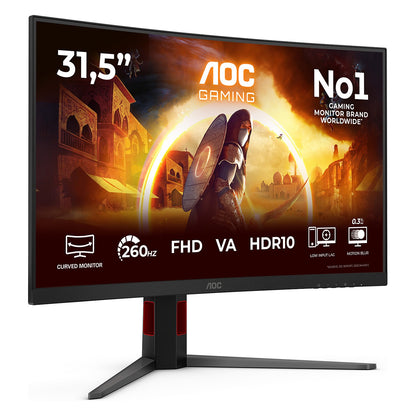 80 cm (31.5") 1920 x 1080 Pixel AOC C32G4Z 16:9 Full HD VA 4 ms 260 Hz HDR DisplayPort HDMI Height VESA Speaker