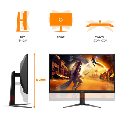 68,6 cm (27") 1920 x 1080 Pixel AOC C27G4Z2 16:9 Full HD Fast VA 1 ms 260 Hz HDR DisplayPort HDMI Pivot Height VESA