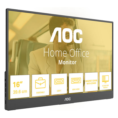 39,6 cm (15.6") 1920 x 1080 Pixel AOC 16T20E2 16:9 Full HD IPS 4 ms 60 HDMI Speaker