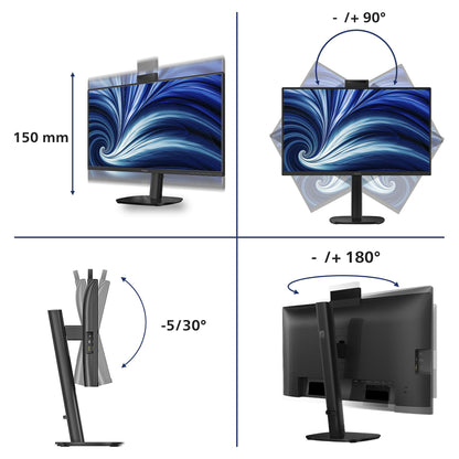 60,5 cm (23.8") 1920 x 1080 Pixel Philips 24B2U3301H/00 16:9 Full HD IPS 4 ms 120 Hz DisplayPort HDMI USB-Hub Pivot Height VESA Speaker