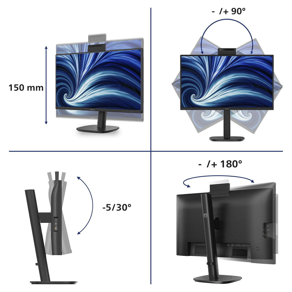 60,5 cm (23.8") 1920 x 1080 Pixel Philips 24B2N3200JH/00 16:9 Full HD IPS 4 ms 120 Hz DisplayPort HDMI USB-Hub Pivot Height VESA Speaker