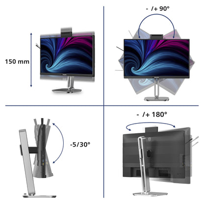 60,5 cm (23.8") 1920 x 1080 Pixel Philips 24B2U4301H/00 16:9 Full HD IPS 4 ms 120 Hz DisplayPort HDMI USB-Hub Pivot Height VESA Speaker