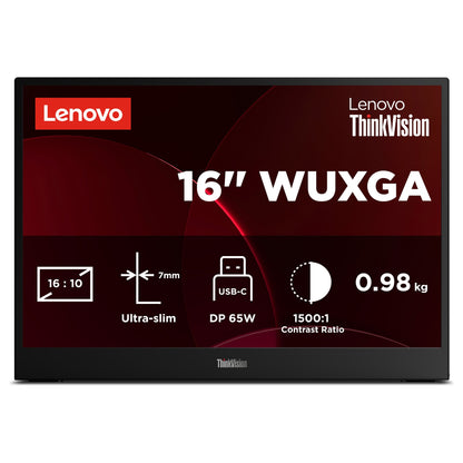 40,6 cm (16") 1920 x 1200 Pixel Lenovo 64BFUAT1WL 16:10 WUXGA IPS 8 ms 60 Hz DisplayPort HDMI DVI