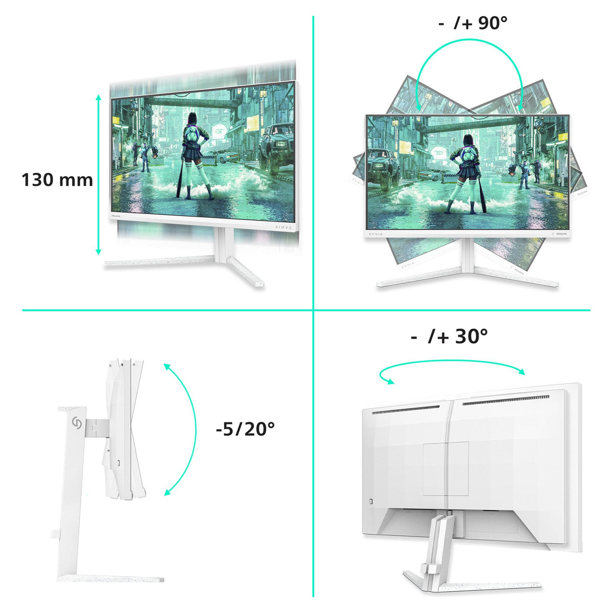 60,5 cm (23.8") 1920 x 1080 Pixel Philips 24M2N3201P/00 16:9 Full HD Fast IPS 1 ms 260 Hz HDR DisplayPort HDMI Pivot Height VESA