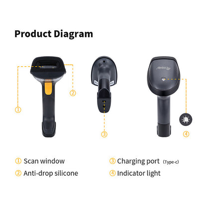 Equip 2D-Barcodescanner Laser Wireless/2.4GHz+BT+Hlt schwarz