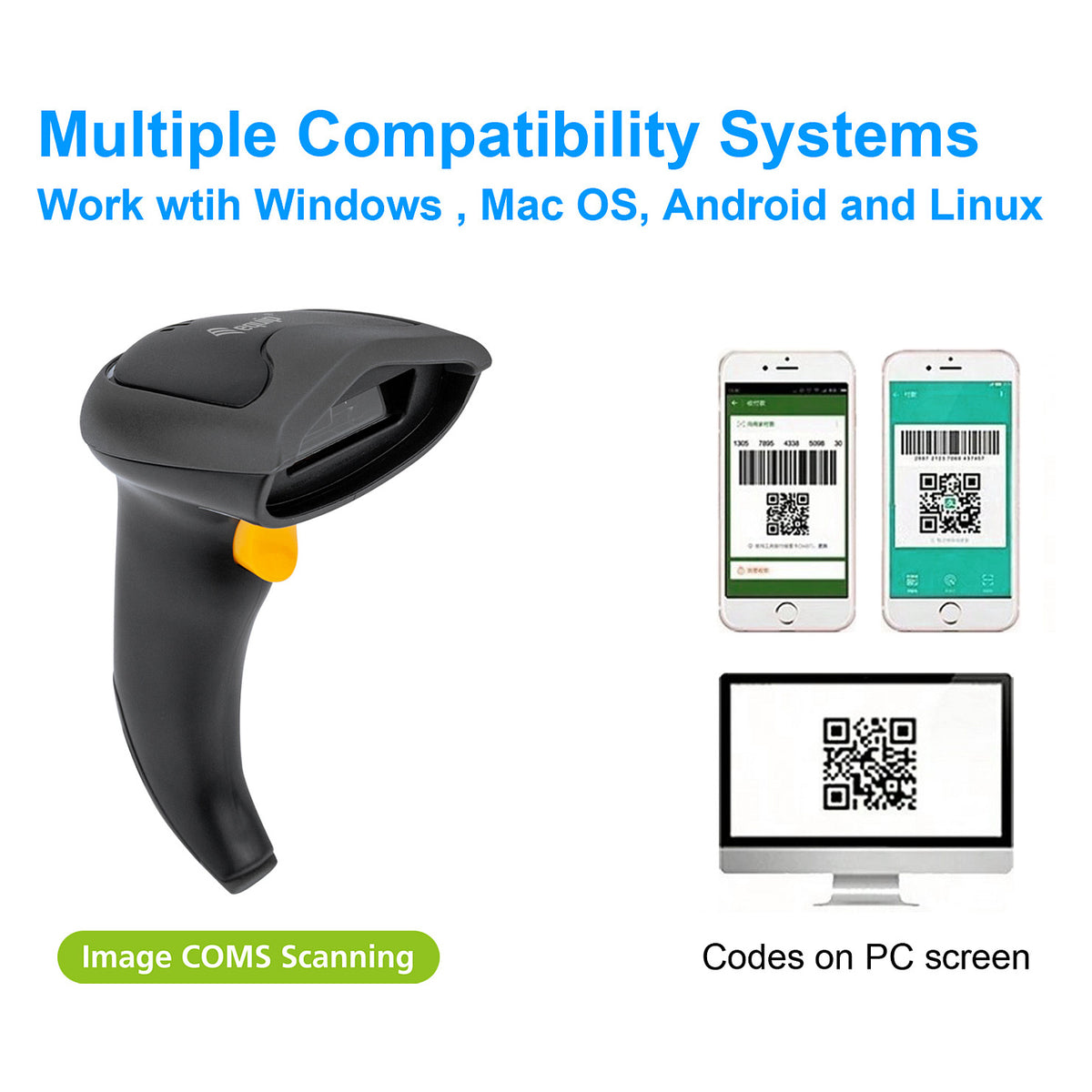 Equip 2D-Barcodescanner Laser Wireless/2.4GHz+BT+Hlt schwarz