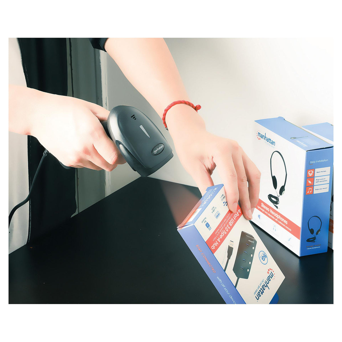 MANHATTAN 2D LED Barcodescanner 320mm 1,4m USB-Kabel schwarz