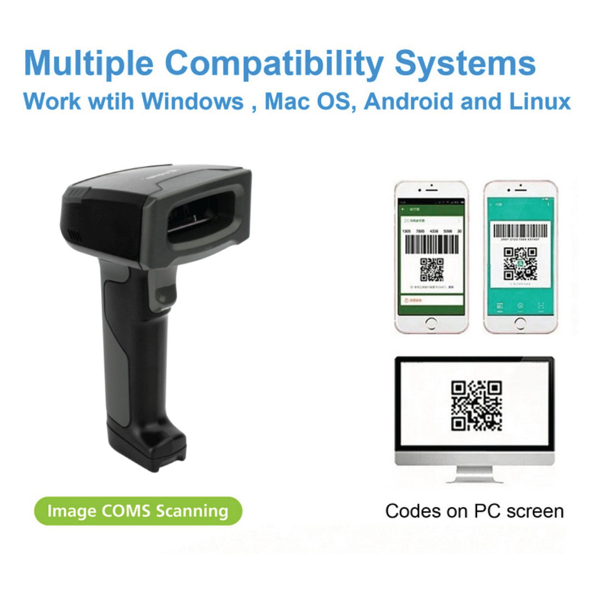 Equip 2D-Barcodescanner Laser Wireless/2.4GHz+BT+Hlt grau