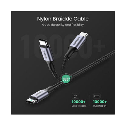 UGREEN Ladekabel USB-C zu USB-C 100W Braided schwarz 2m