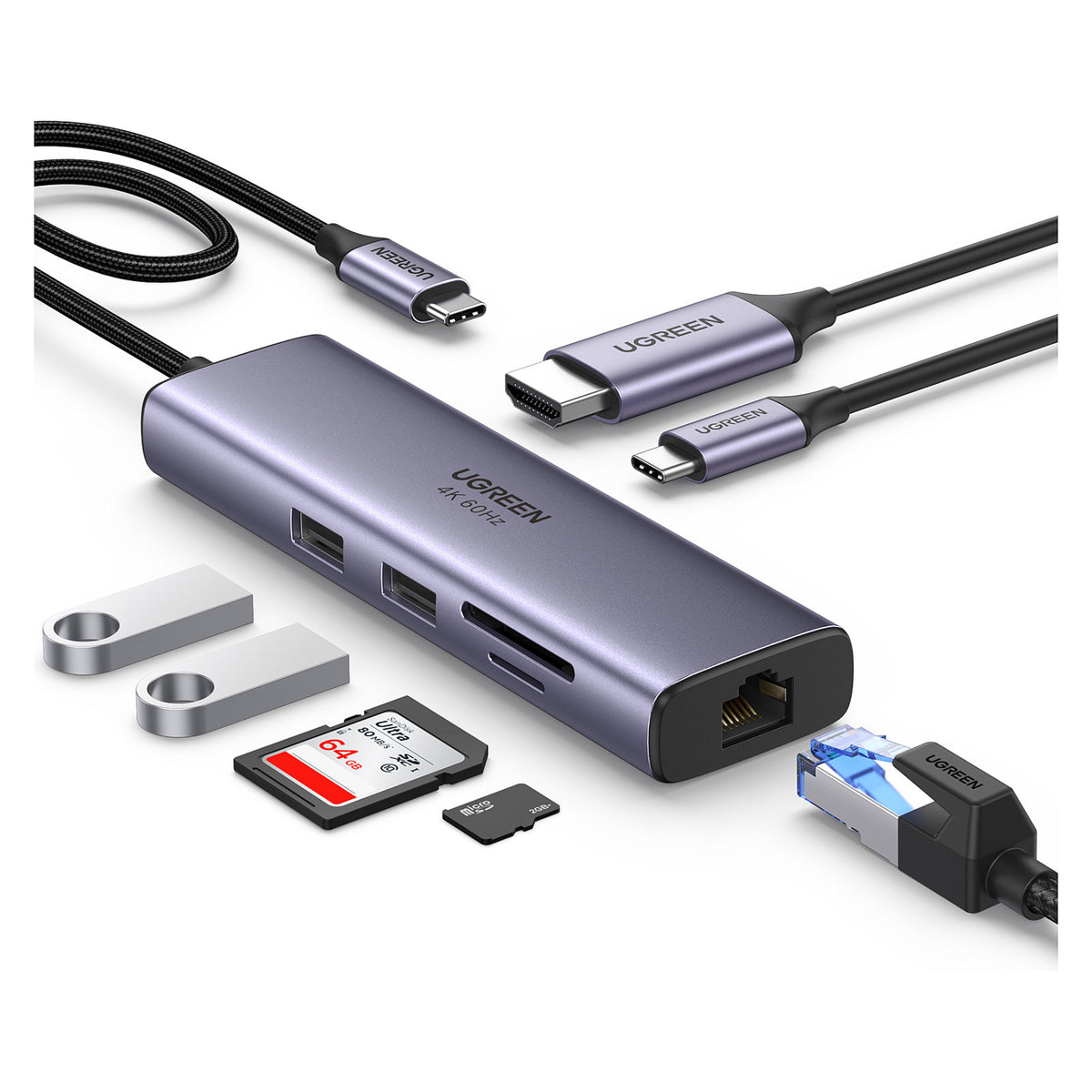 UGREEN Adaptateur Multiport 7-en-1 4K HDMI vers USB C *60515