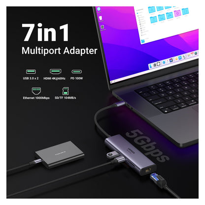UGREEN Adaptateur Multiport 7-en-1 4K HDMI vers USB C *60515