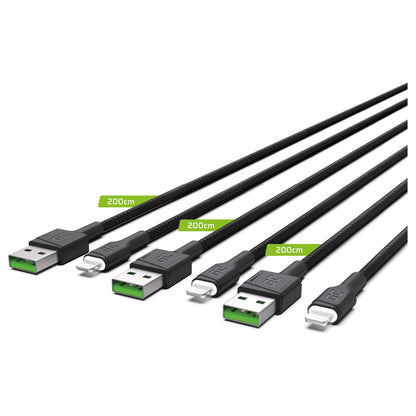 Green Cell KABGCSET06 Lightning-Kabel 2 m Schwarz