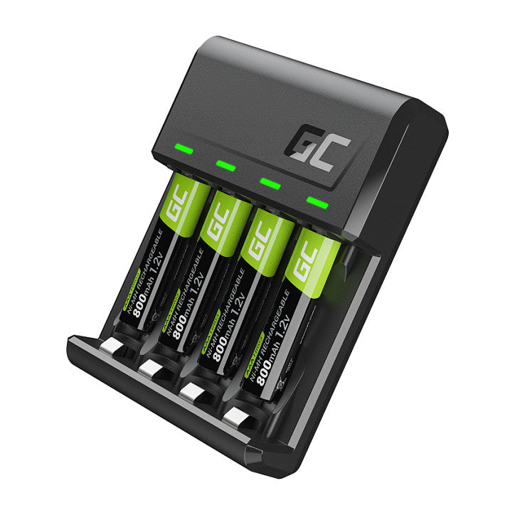 Greencell Set Charger Green Cell GC VitalCharger and 4x Rechargeable Batteries AAA HR03 800mAh