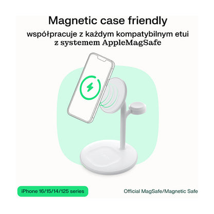 Greencell MagScape Charger 3-in-1 MagSafe charging station for iPhone, Apple Watch, AirPods, other w