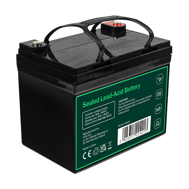 Green Cell Cube AGM VRLA IP54 12V 33Ah maintenance-free battery for lawnmowers, scooters, boats and wheelchairs