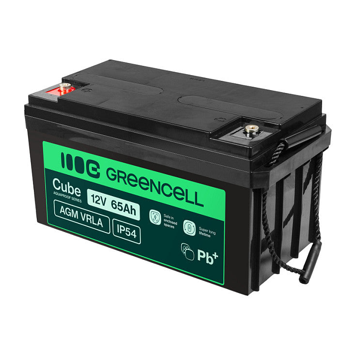 Green Cell Cube AGM VRLA IP54 12V 65Ah maintenance-free battery for lawnmowers, scooters, boats and wheelchairs