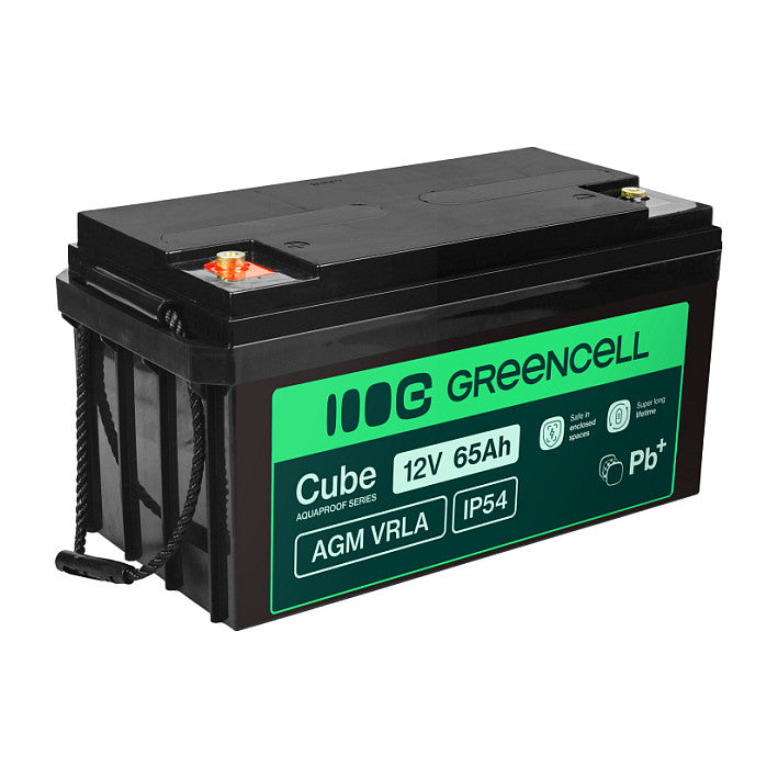 Green Cell Cube AGM VRLA IP54 12V 65Ah maintenance-free battery for lawnmowers, scooters, boats and wheelchairs